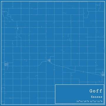 Blueprint US city map of Goff, Kansas.