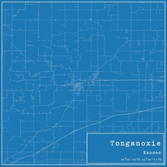 Obraz premium Blueprint US city map of Tonganoxie, Kansas.