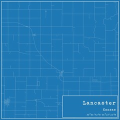 Blueprint US city map of Lancaster, Kansas.
