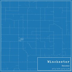 Blueprint US city map of Winchester, Kansas.