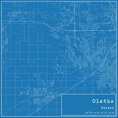 Fototapeta premium Blueprint US city map of Olathe, Kansas.