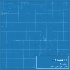 Obraz premium Blueprint US city map of Kincaid, Kansas.