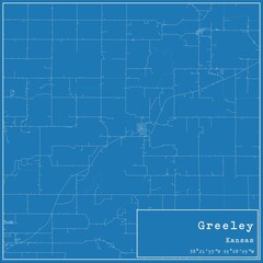 Fototapeta premium Blueprint US city map of Greeley, Kansas.