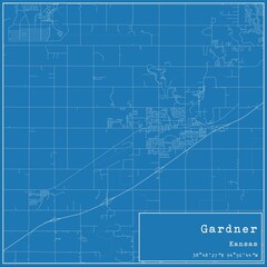 Blueprint US city map of Gardner, Kansas.