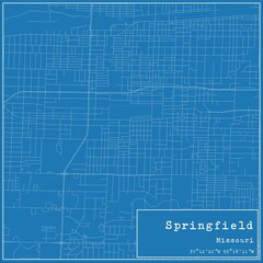 Blueprint US city map of Springfield, Missouri. - obrazy, fototapety, plakaty