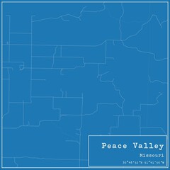 Blueprint US city map of Peace Valley, Missouri.