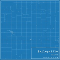 Blueprint US city map of Baileyville, Kansas.