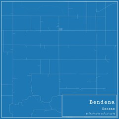 Blueprint US city map of Bendena, Kansas.