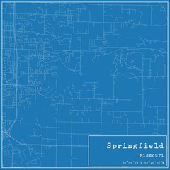 Blueprint US city map of Springfield, Missouri. - obrazy, fototapety, plakaty