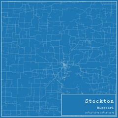 Blueprint US city map of Stockton, Missouri.