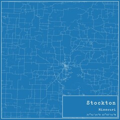 Obraz premium Blueprint US city map of Stockton, Missouri.