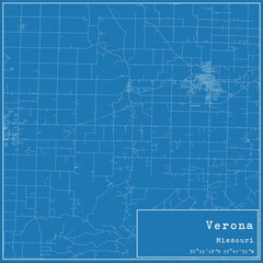 Blueprint US city map of Verona, Missouri.