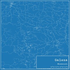 Blueprint US city map of Galena, Missouri.