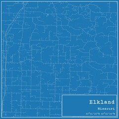 Blueprint US city map of Elkland, Missouri.