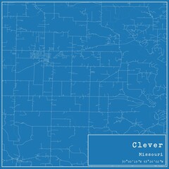 Blueprint US city map of Clever, Missouri.