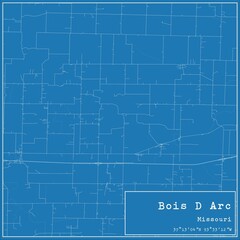 Blueprint US city map of Bois D Arc, Missouri.