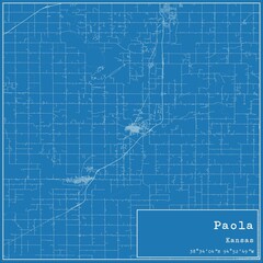Blueprint US city map of Paola, Kansas. - obrazy, fototapety, plakaty