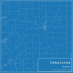 Obraz premium Blueprint US city map of Oskaloosa, Kansas.