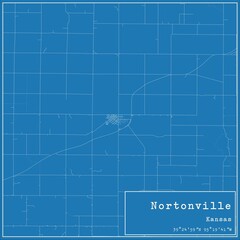 Blueprint US city map of Nortonville, Kansas.