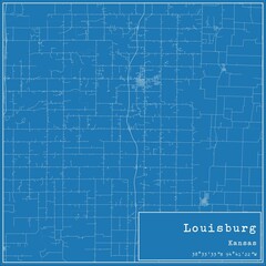 Obraz premium Blueprint US city map of Louisburg, Kansas.