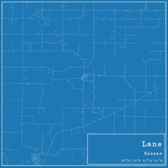 Blueprint US city map of Lane, Kansas.