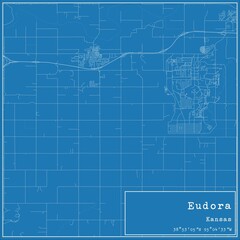 Blueprint US city map of Eudora, Kansas.