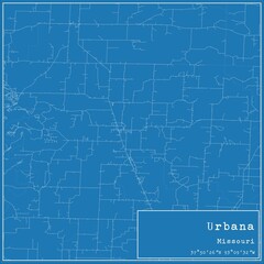 Obraz premium Blueprint US city map of Urbana, Missouri.
