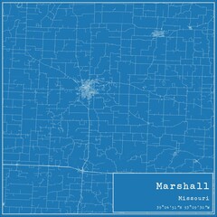 Obraz premium Blueprint US city map of Marshall, Missouri.