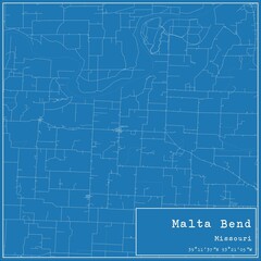 Blueprint US city map of Malta Bend, Missouri.