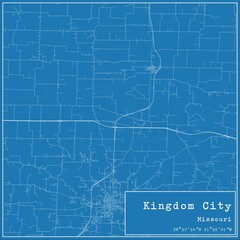 Obraz premium Blueprint US city map of Kingdom City, Missouri.