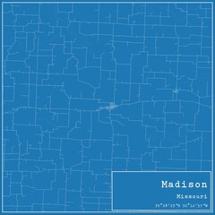 Obraz premium Blueprint US city map of Madison, Missouri.