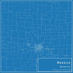 Obraz premium Blueprint US city map of Mexico, Missouri.