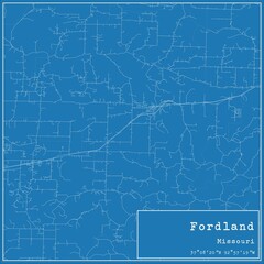 Blueprint US city map of Fordland, Missouri.