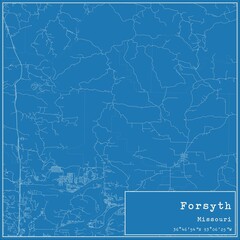 Blueprint US city map of Forsyth, Missouri. - obrazy, fototapety, plakaty