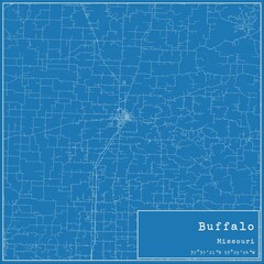 Blueprint US city map of Buffalo, Missouri. - obrazy, fototapety, plakaty