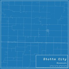 Blueprint US city map of Stotts City, Missouri.