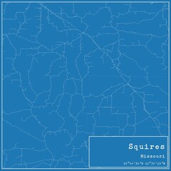 Blueprint US city map of Squires, Missouri.