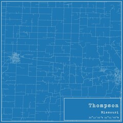 Blueprint US city map of Thompson, Missouri.