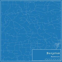 Blueprint US city map of Bucyrus, Missouri.