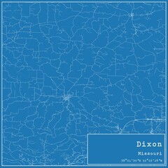 Obraz premium Blueprint US city map of Dixon, Missouri.