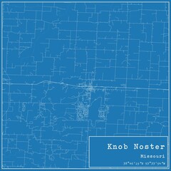 Blueprint US city map of Knob Noster, Missouri.
