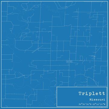 Blueprint US city map of Triplett, Missouri.