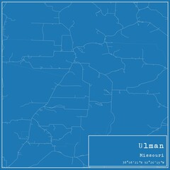 Obraz premium Blueprint US city map of Ulman, Missouri.