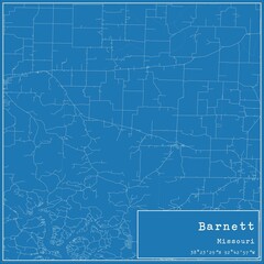 Obraz premium Blueprint US city map of Barnett, Missouri.
