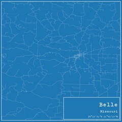 Blueprint US city map of Belle, Missouri.