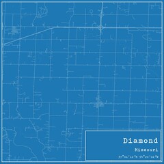 Fototapeta premium Blueprint US city map of Diamond, Missouri.