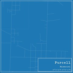 Blueprint US city map of Purcell, Missouri.