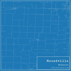 Blueprint US city map of Moundville, Missouri.