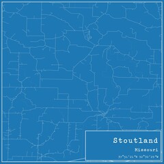 Obraz premium Blueprint US city map of Stoutland, Missouri.