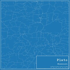 Blueprint US city map of Plato, Missouri.